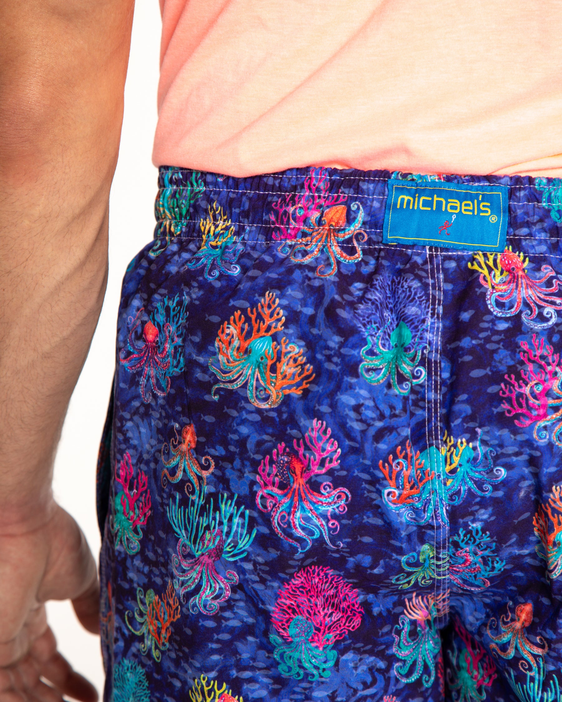 Men's Mesh Liner Swim Trunks - Octopi Garden Navy