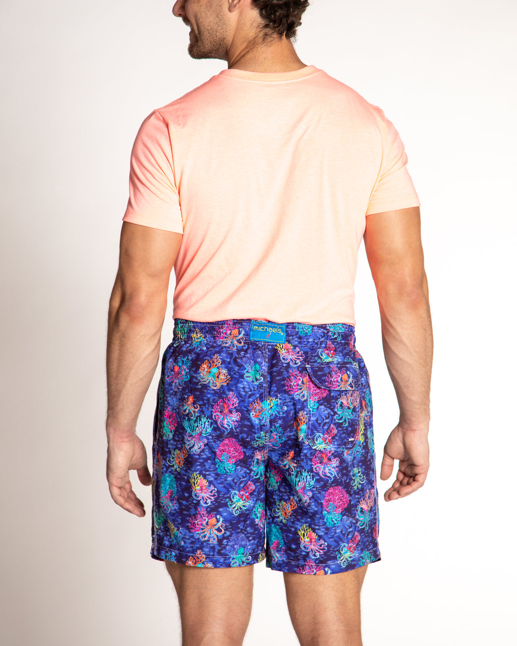 Men's Mesh Liner Swim Trunks - Octopi Garden Navy