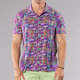 Men's Printed Pima Cotton / Stretch Short Sleeve Shirt - Paisley Lavender