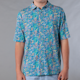 Men's Printed Pima Cotton / Stretch Short Sleeve Shirt - Paisley Storm
