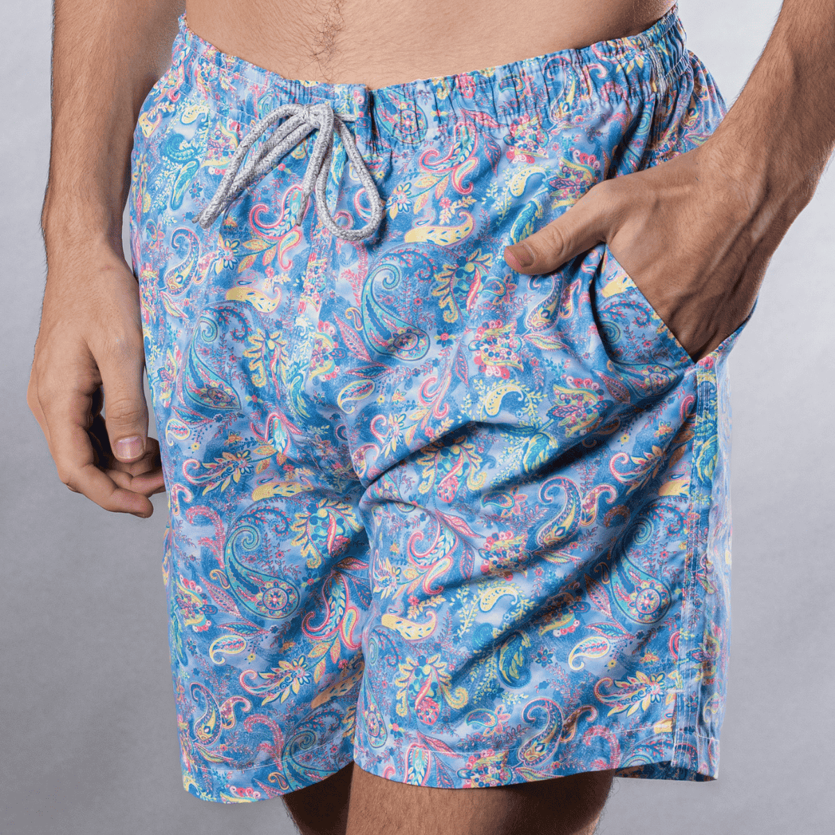 Men's Cyclist Liner Swim Trunks - Paisley Storm