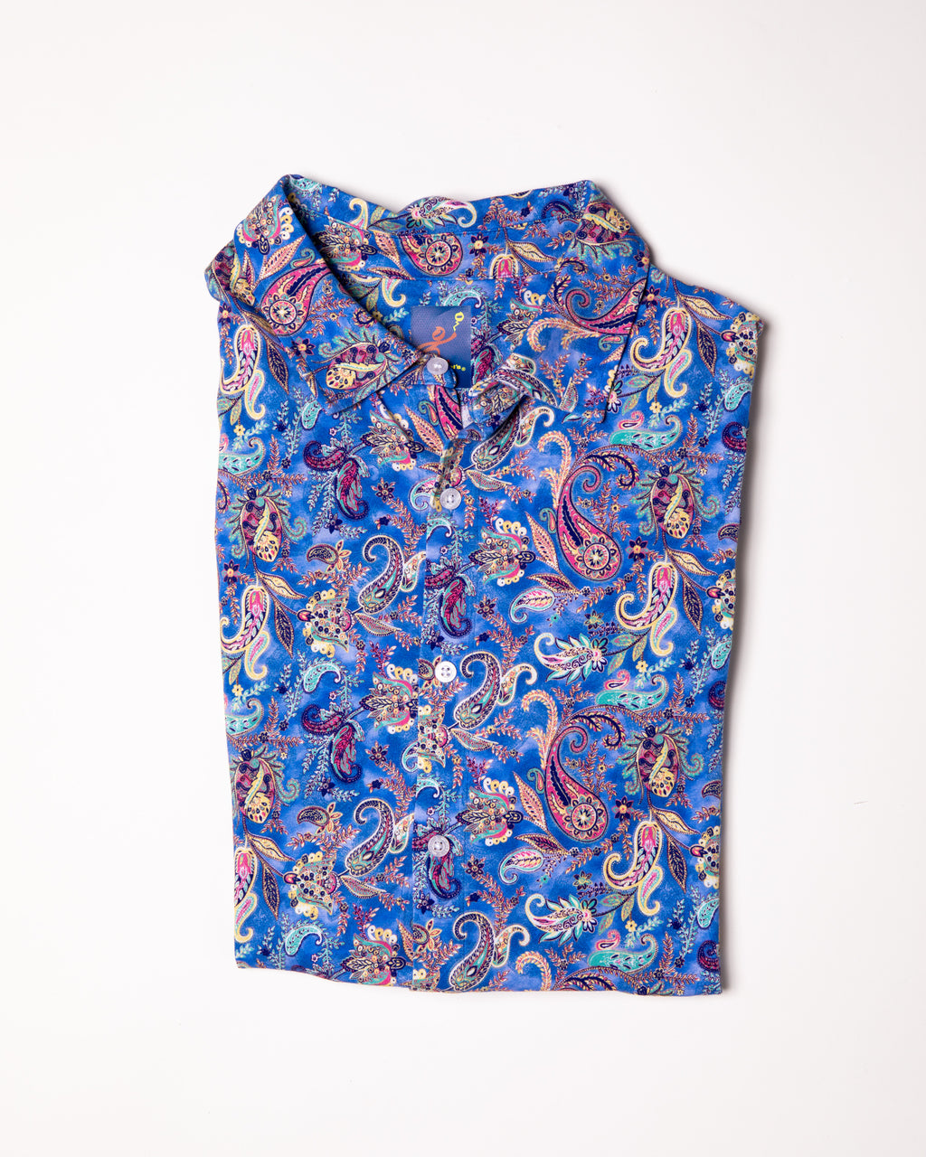 Men's Printed Pima Cotton Short Sleeve Shirt - Paisley Storm