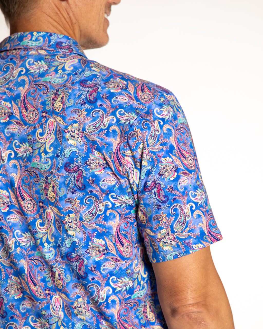 Men's Printed Pima Cotton Short Sleeve Shirt - Paisley Storm