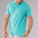 Men's Solid Polo With Contrast Sleeve - Teal