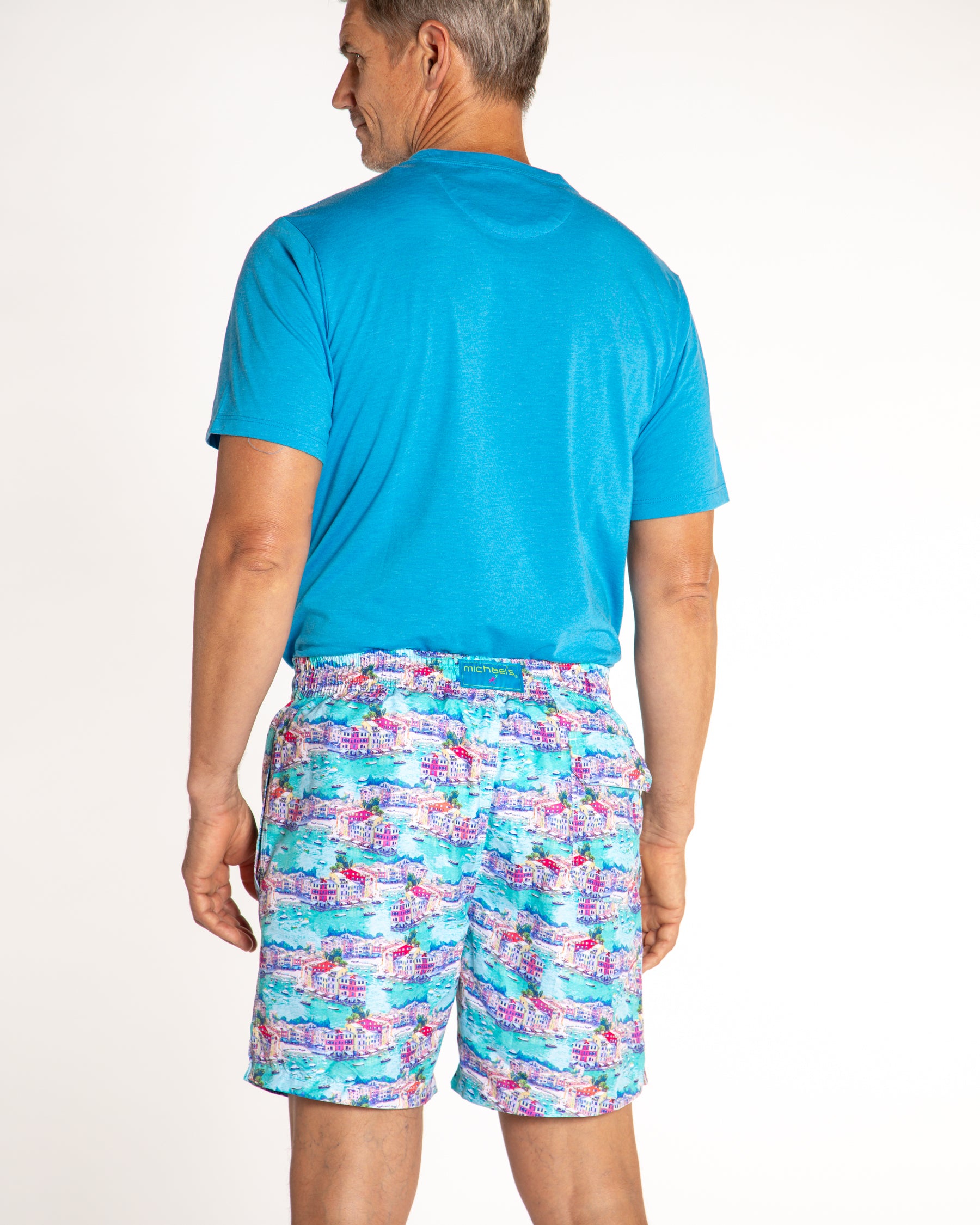 Men's Cyclist Liner Swim Trunks - Portofino Multicolored
