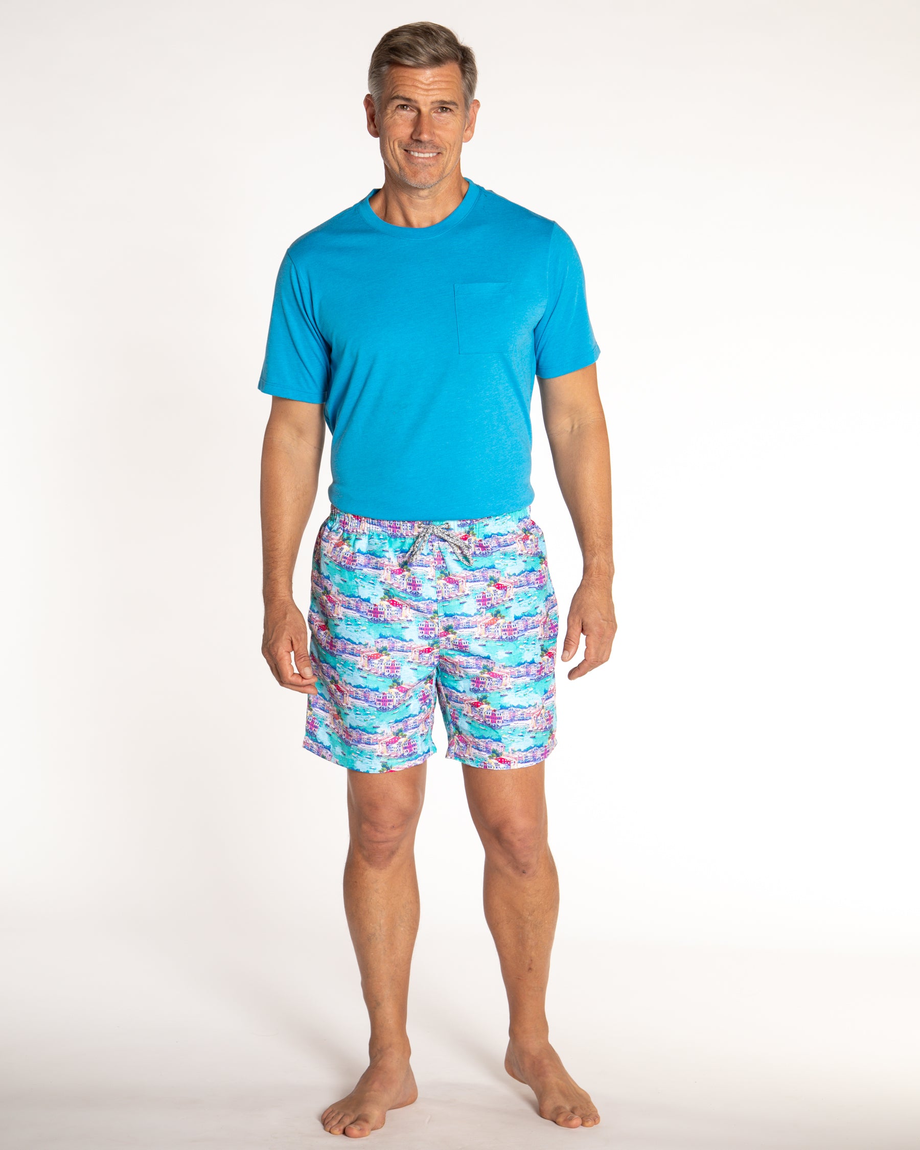 Men's Cyclist Liner Swim Trunks - Portofino Multicolored