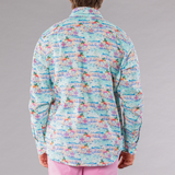 Men's Printed Long Sleeve Linen Shirt - Portofino Multicolored