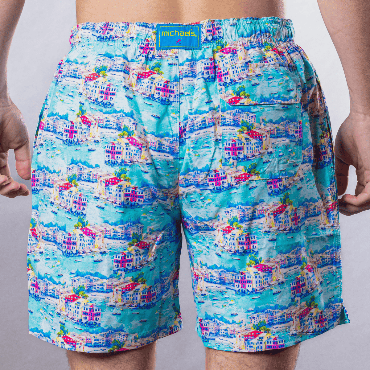 Men's Cyclist Liner Swim Trunks - Portofino Multicolored