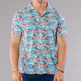 Men's Printed Pima Cotton / Stretch Short Sleeve Shirt - Portofino Multicolored