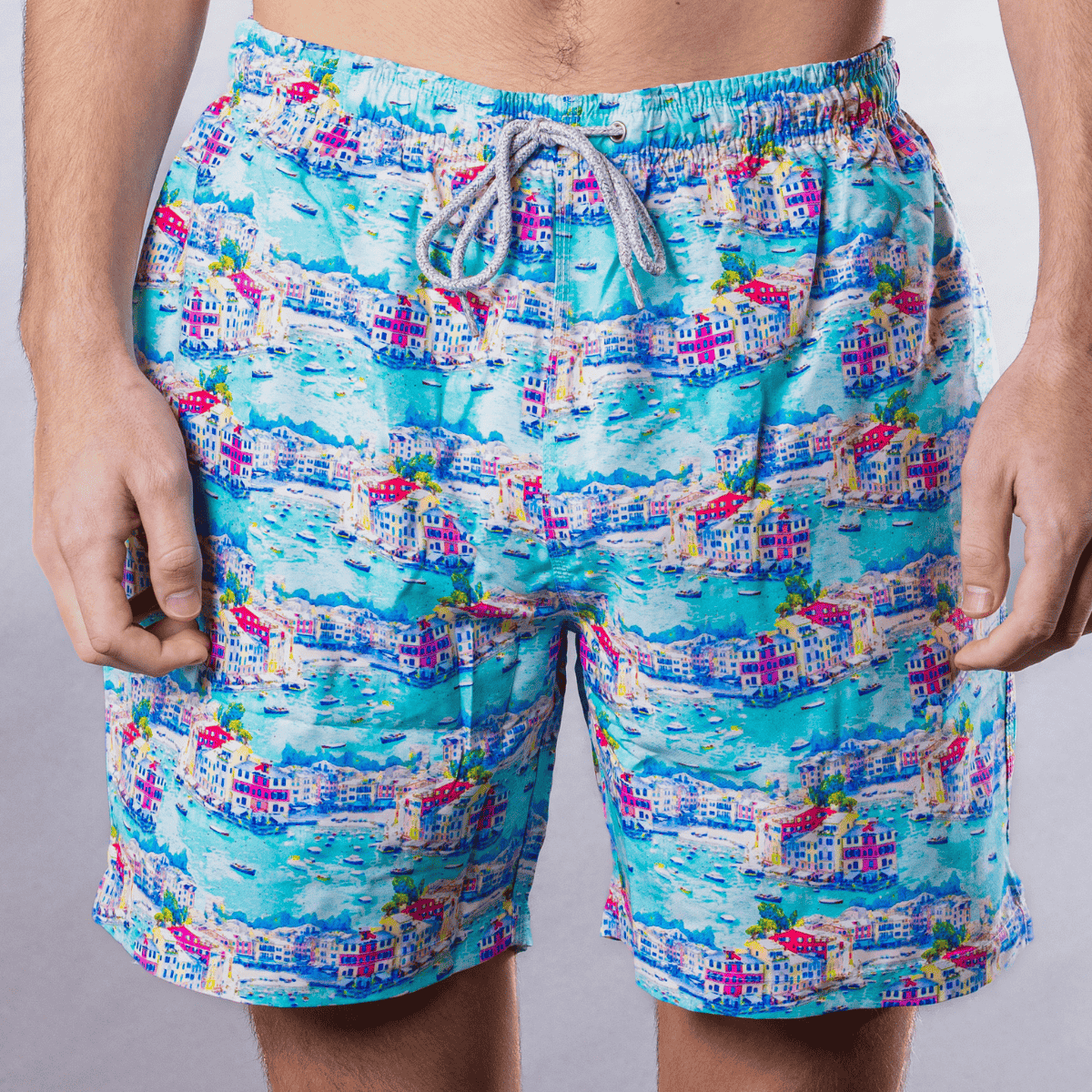 Men's Cyclist Liner Swim Trunks - Portofino Multicolored