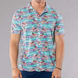 Men's Printed Pima Cotton / Stretch Full Button Front Shirt - Portofino Multicolored