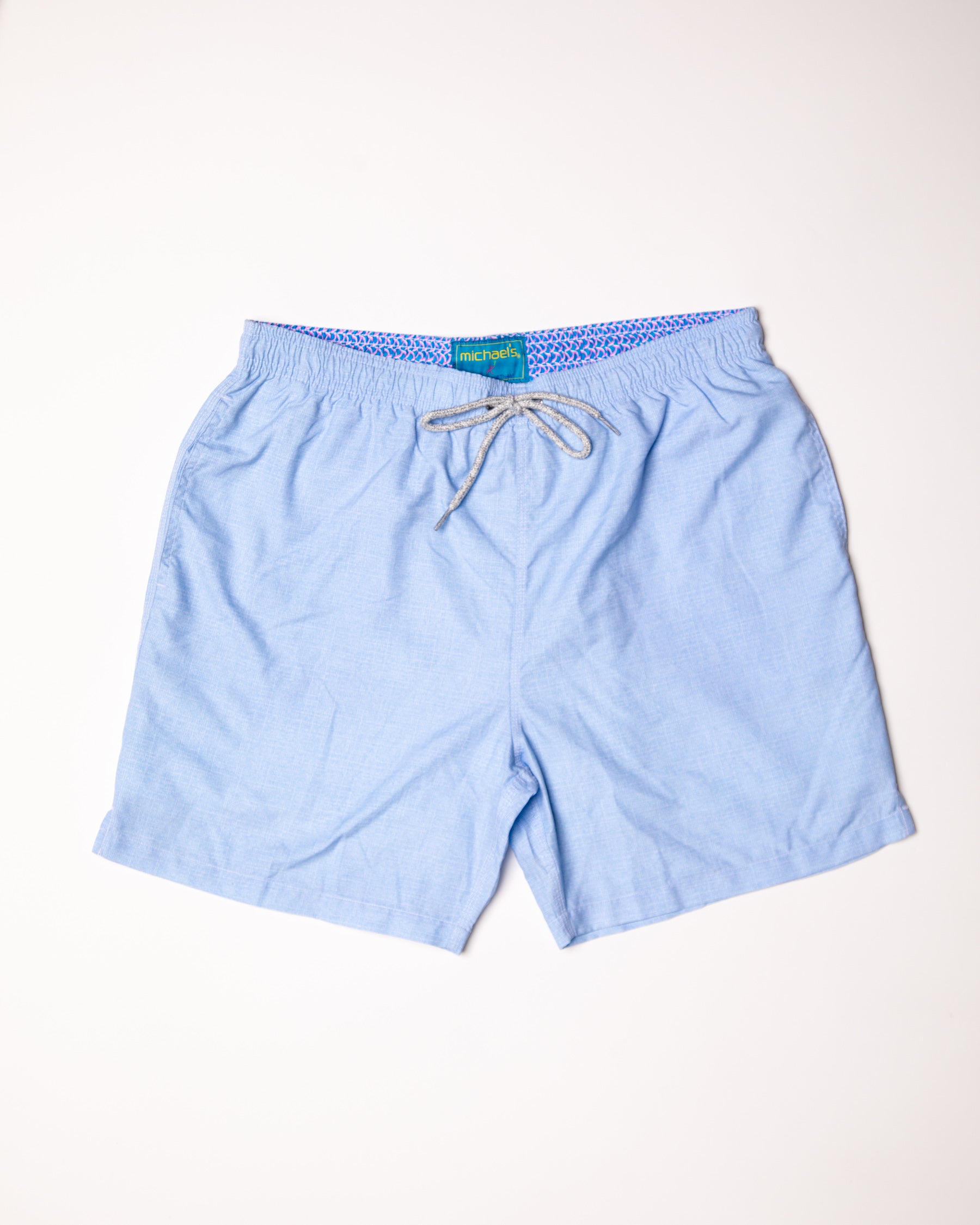 Boy's Cyclist Swim Trunks - Solid Linen Sky