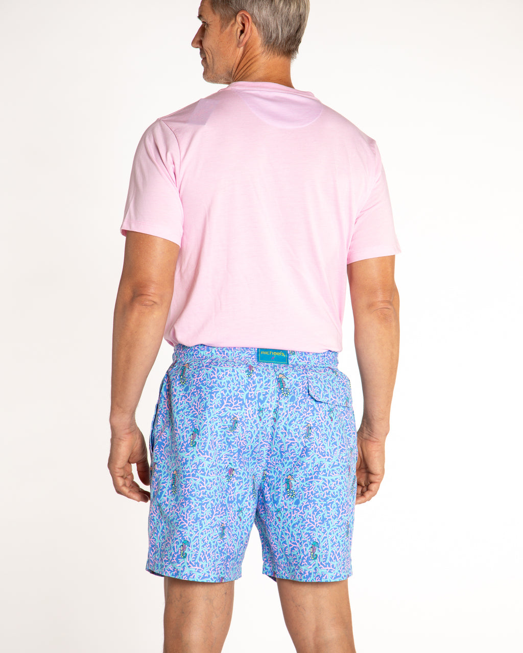 Men's Cyclist Liner Swim Trunks - Rainbow Seahorses Aqua