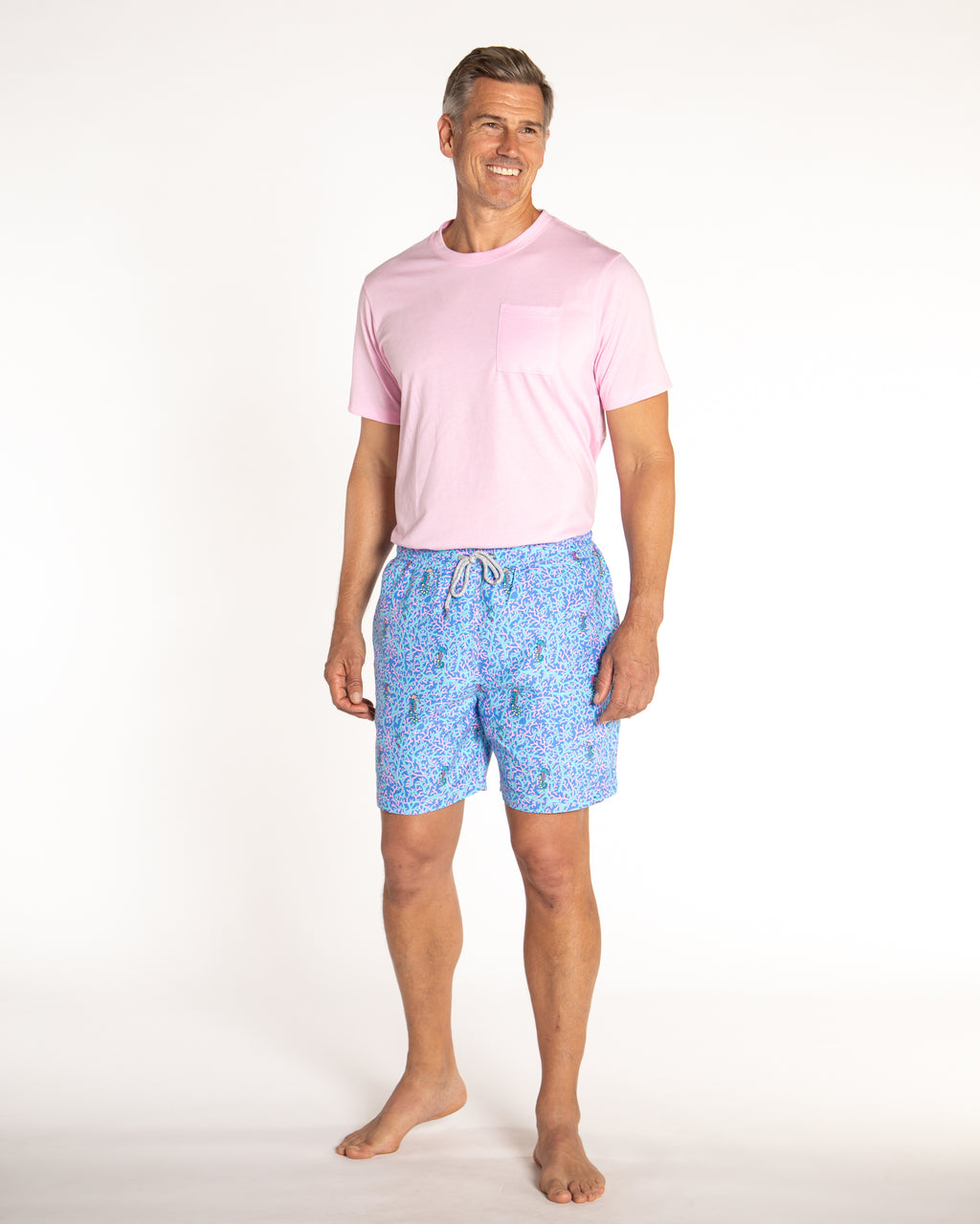 Men's Mesh Liner Swim Trunks - Rainbow Seahorses Aqua