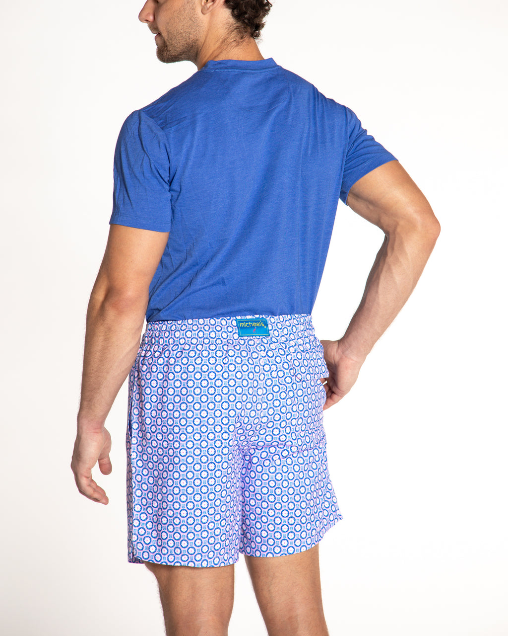 Men's Mesh Liner Swim Trunks - Retro Flowers Pink