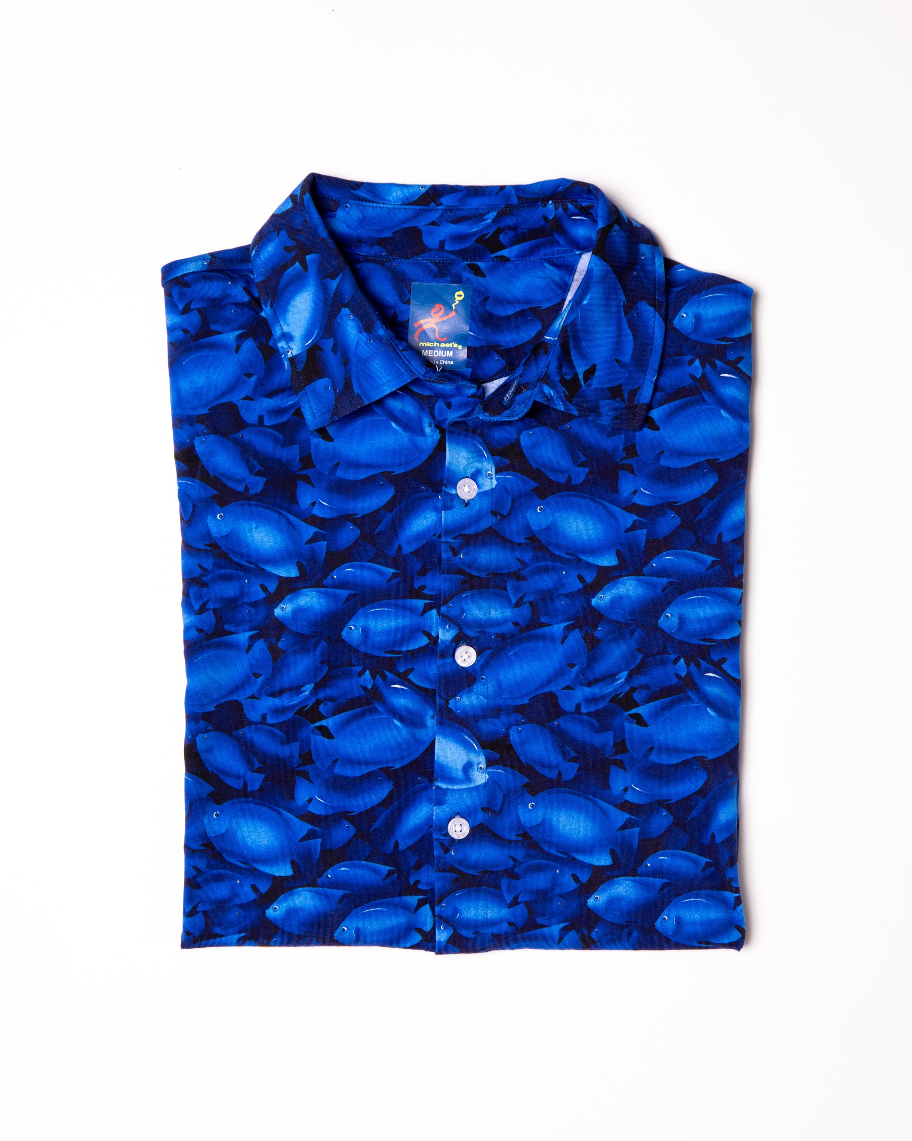 Men's Printed Pima Cotton Short Sleeve Shirt - Rolex Fish Navy