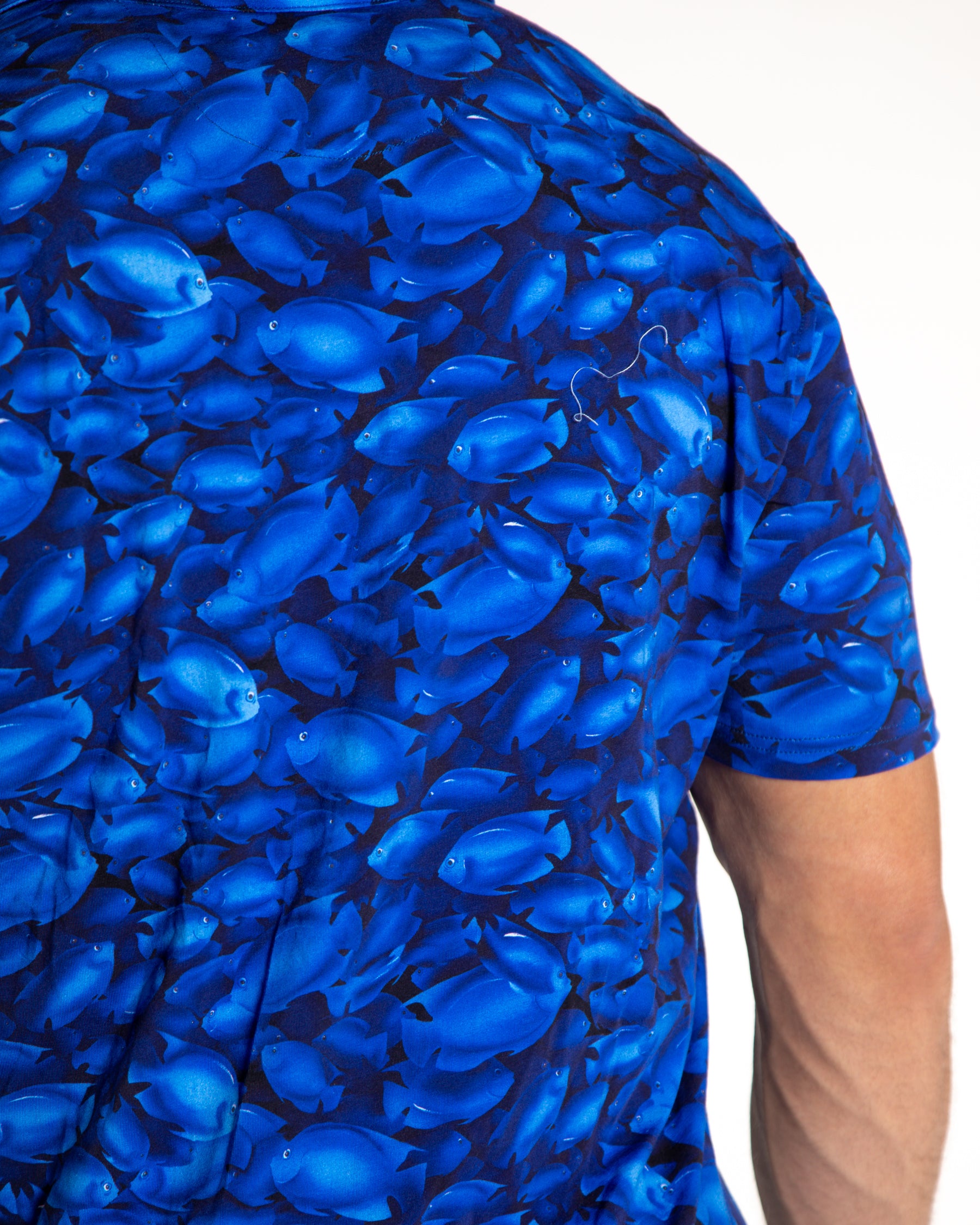 Men's Printed Pima Cotton Short Sleeve Shirt - Rolex Fish Navy