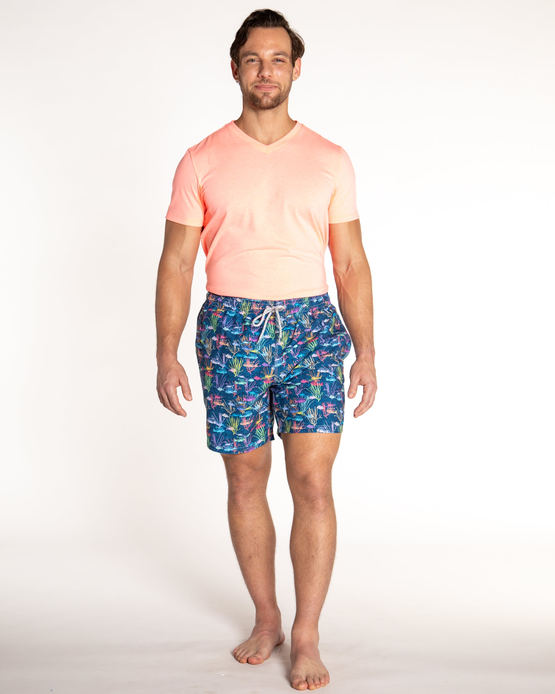 Men's Mesh Liner Swim Trunks - School of Fish Navy