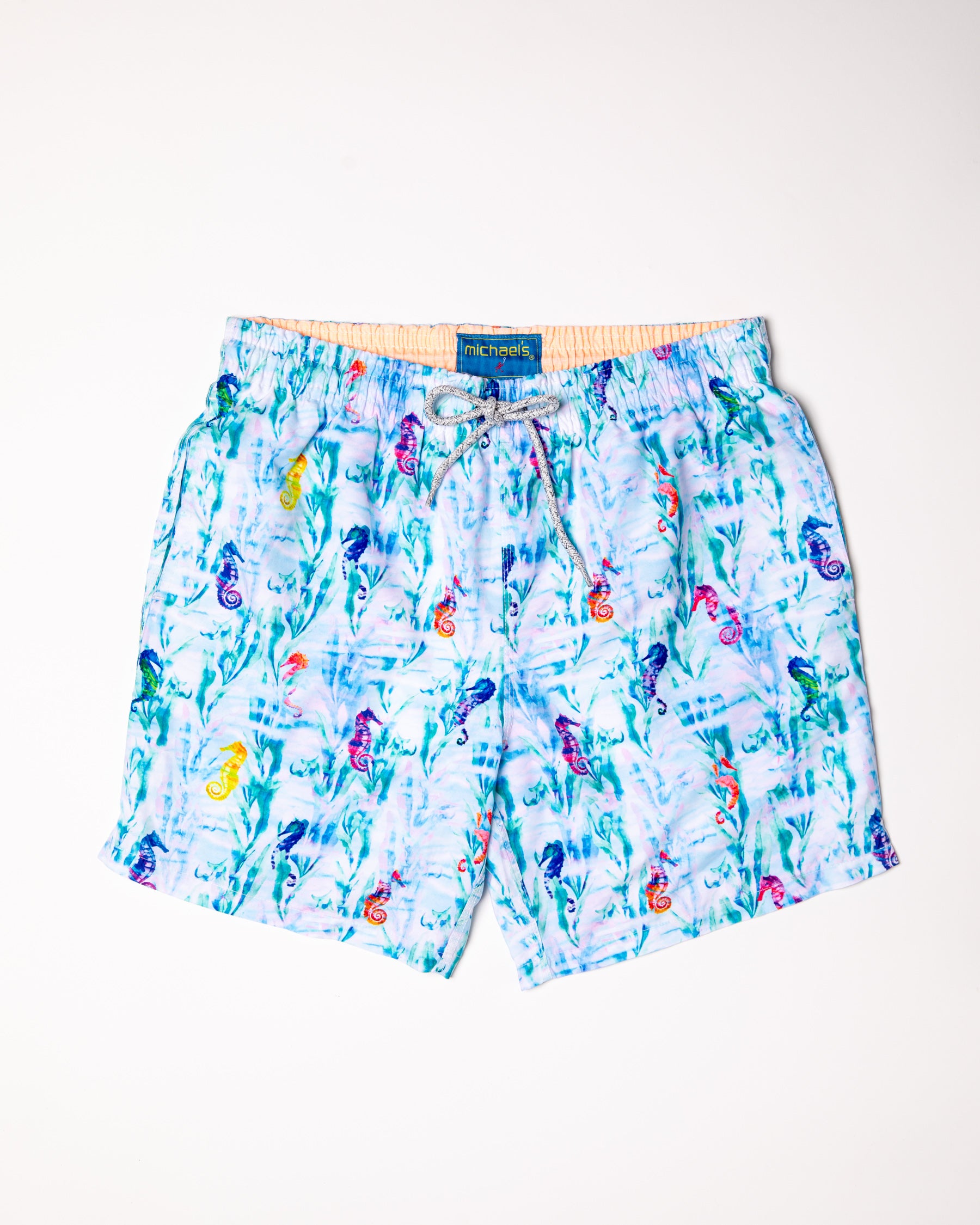 Boy's Cyclist Swim Trunks - Seahorses in the Grass Blue