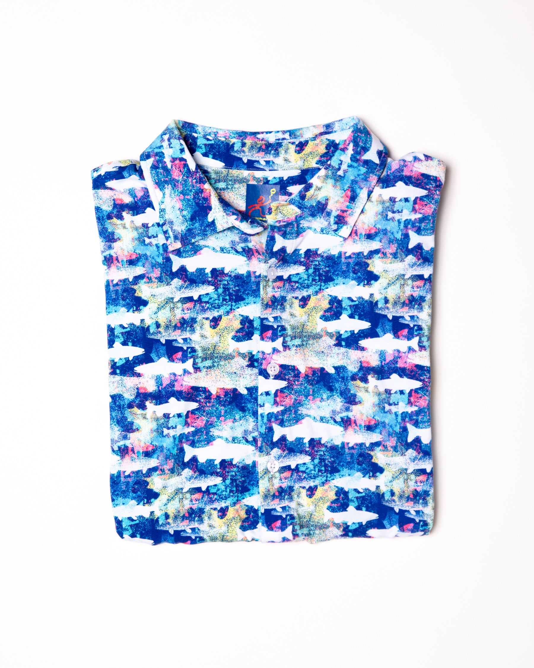 Men's Printed Pima Cotton Short Sleeve Shirt - Sharks Multicolored