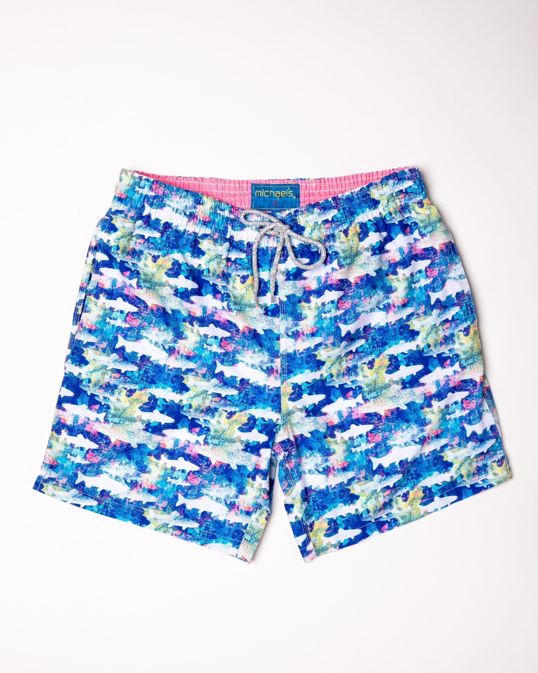 Men's Mesh Liner Swim Trunks - Sharks Multicolored