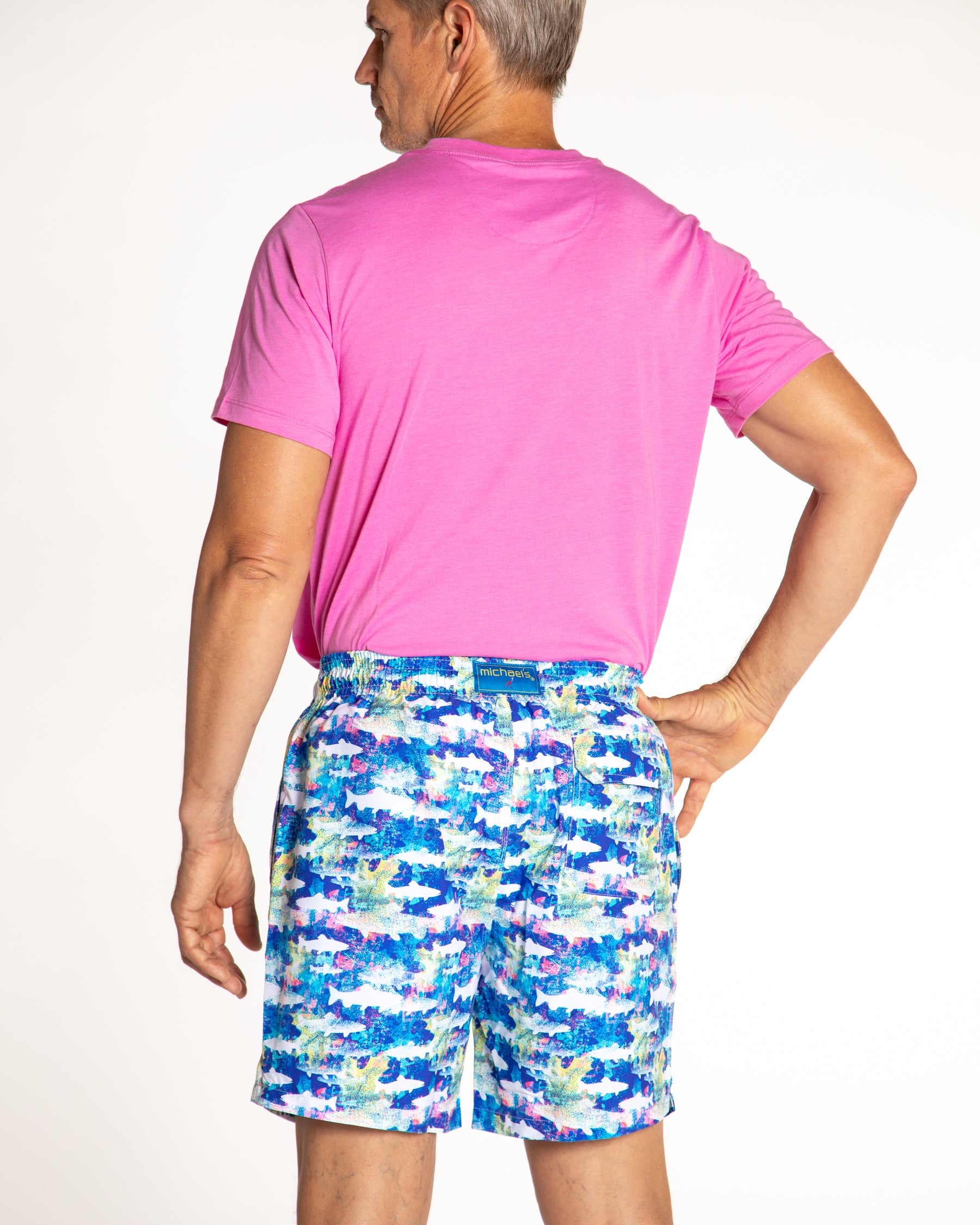 Men's Mesh Liner Swim Trunks - Sharks Multicolored