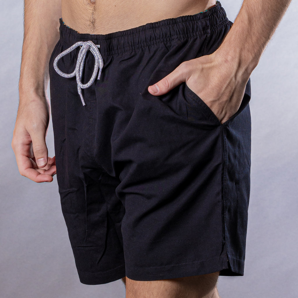 Men's Mesh Liner Swim Trunks - Solid Printed Linen