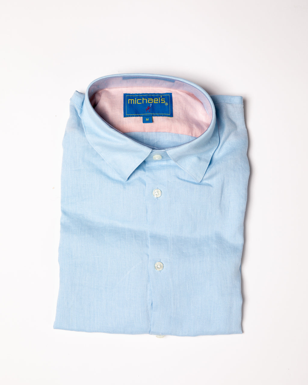 Men's Solid Linen Long Sleeve Shirt - Light Blue