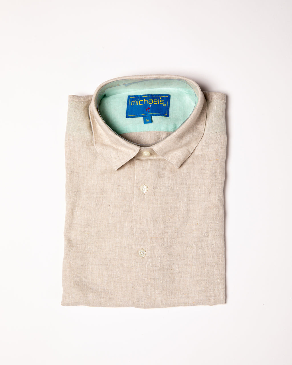 Men's Solid Linen Long Sleeve Shirt - Natural