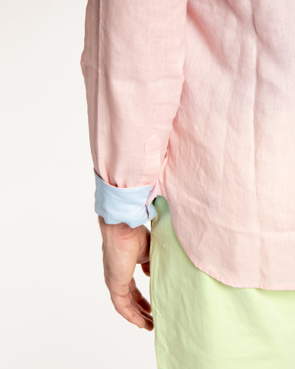 Men's Solid Linen Long Sleeve Shirt - Pink