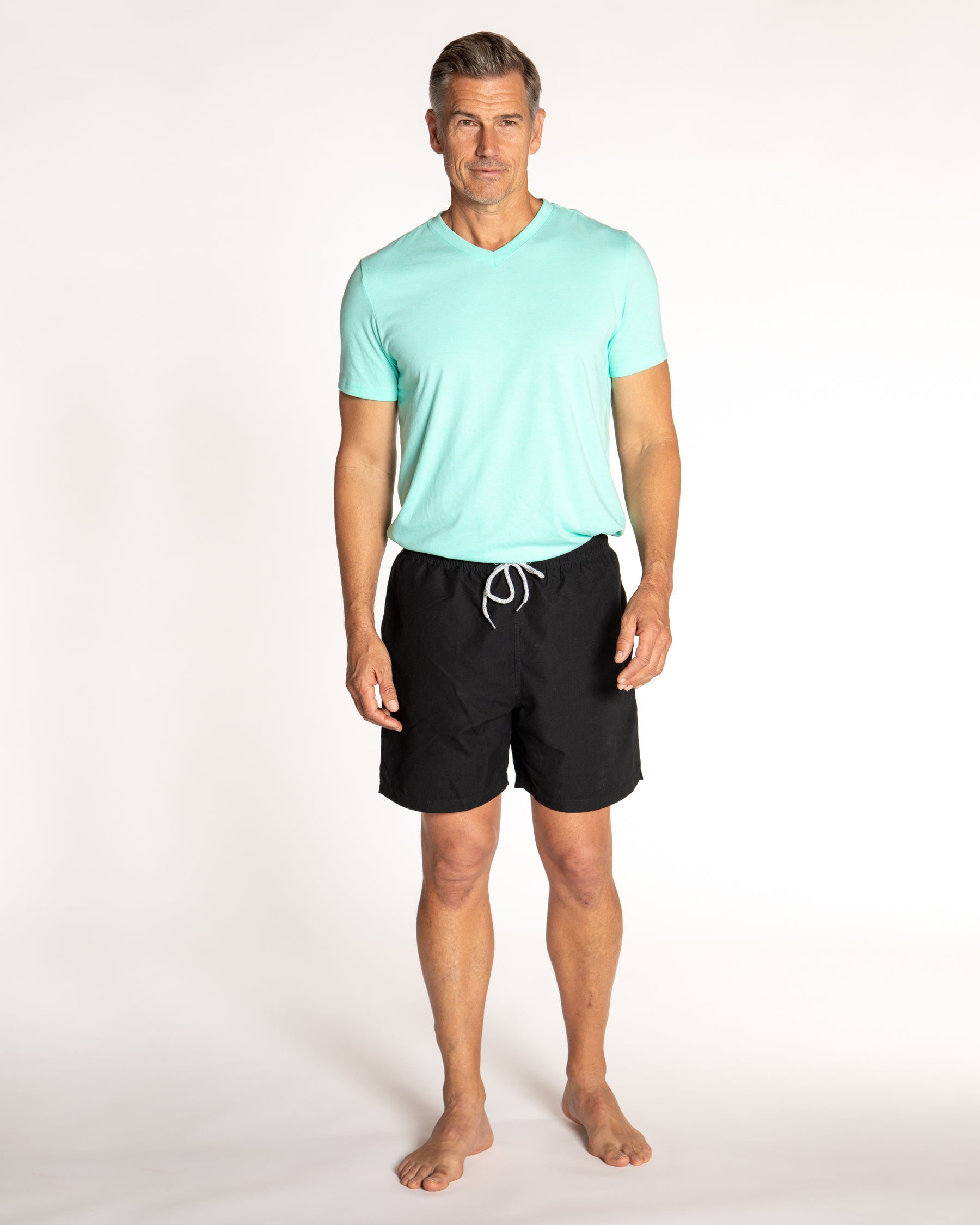 Men's Cyclist Liner Swim Trunks - Solid Linen Black