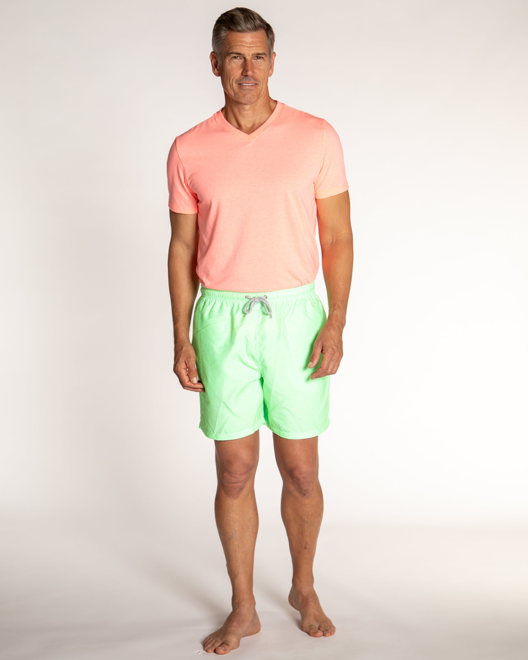 Men's Mesh Liner Swim Trunks - Solid Linen Green