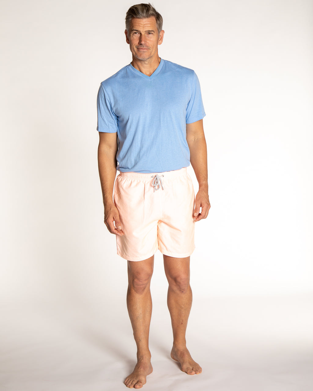 Men's Cyclist Liner Swim Trunks - Solid Linen Orange