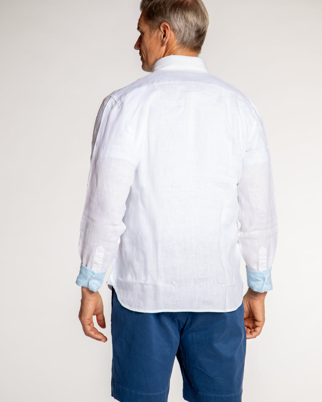 Men's Solid Linen Long Sleeve Shirt - White