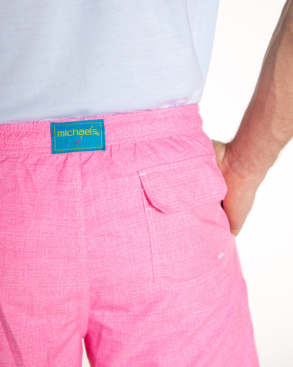 Men's Mesh Liner Swim Trunks - Solid Linen Coral