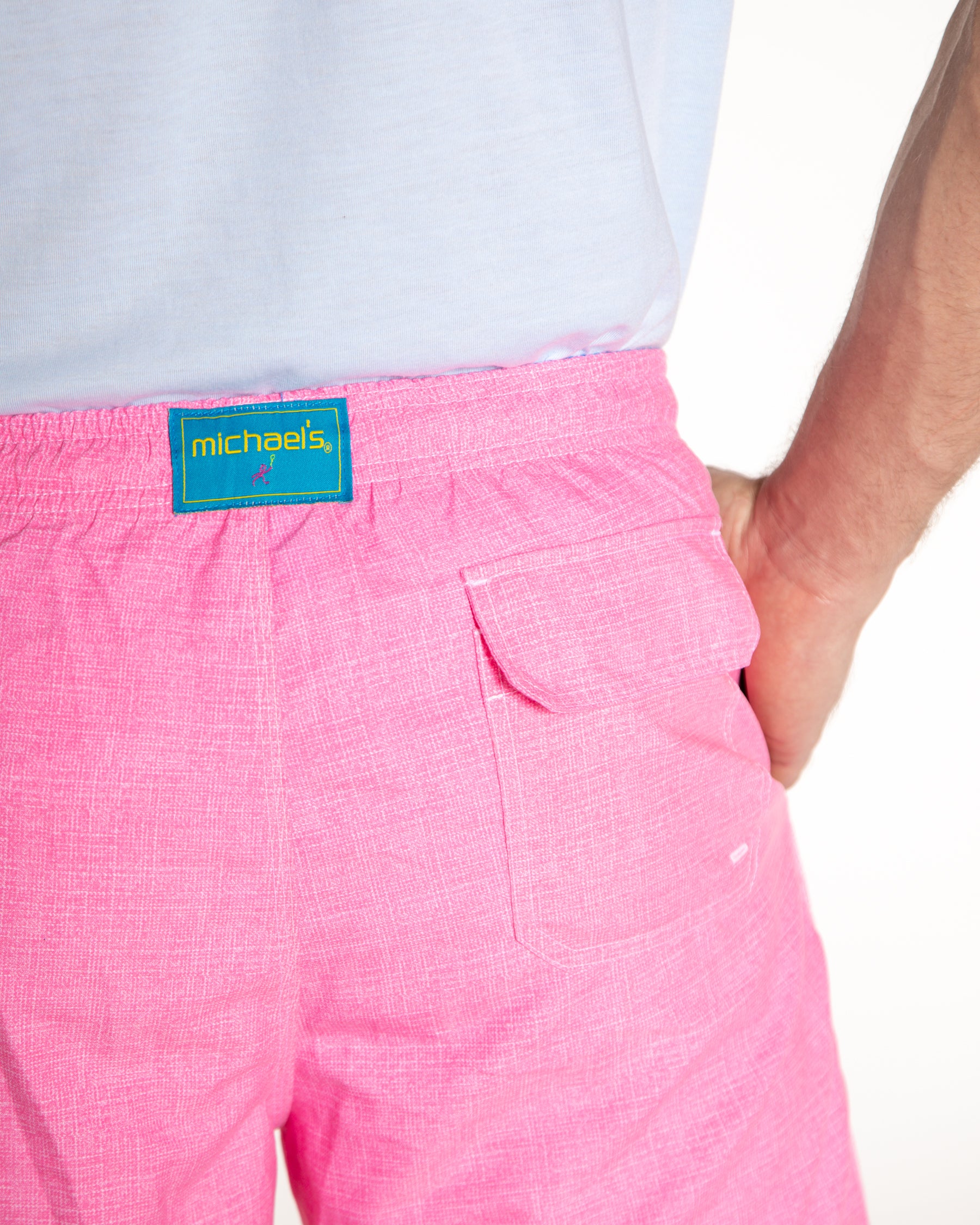 Men's Mesh Liner Swim Trunks - Solid Linen Coral