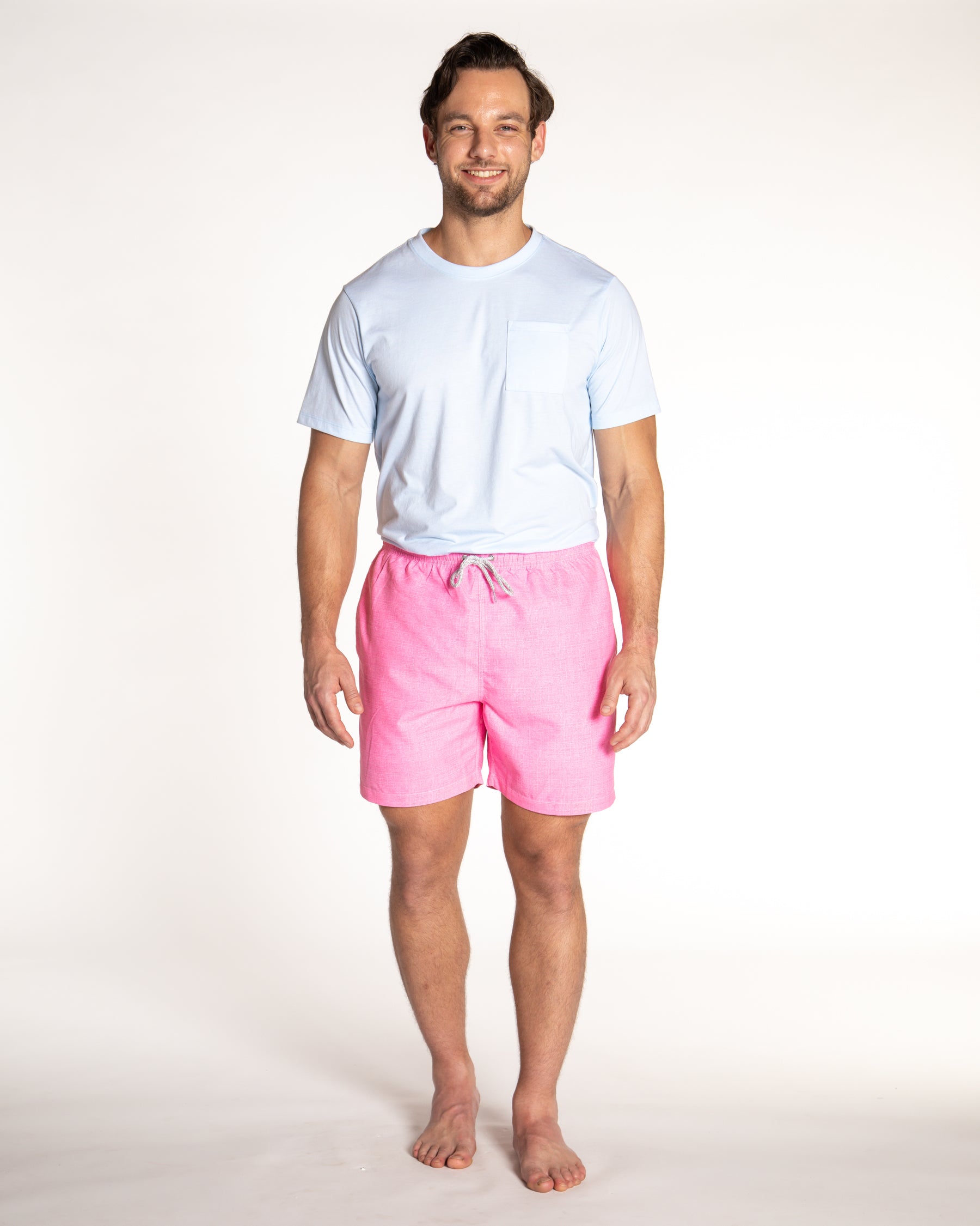 Men's Mesh Liner Swim Trunks - Solid Linen Coral