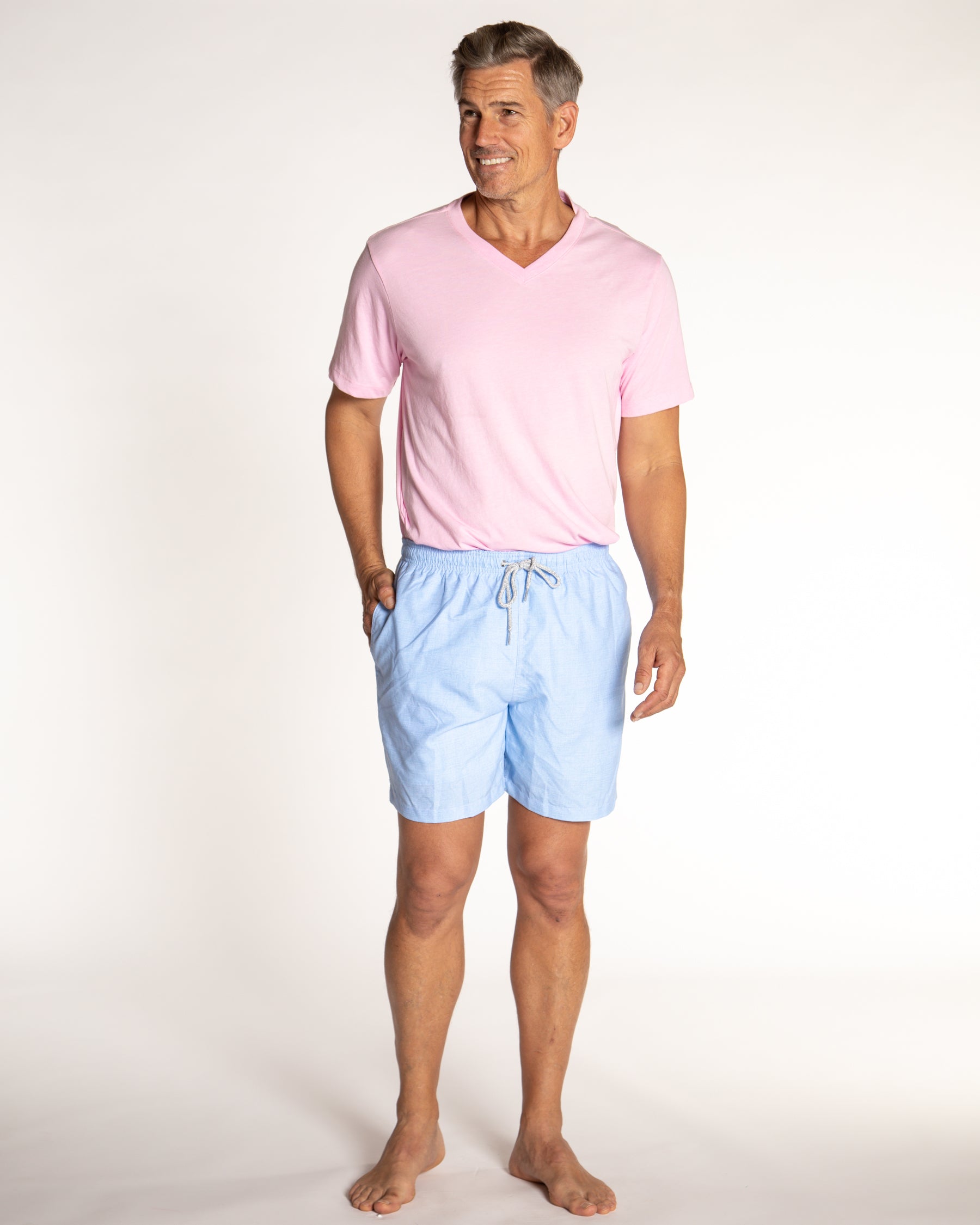Men's Mesh Liner Swim Trunks - Solid Linen Sky