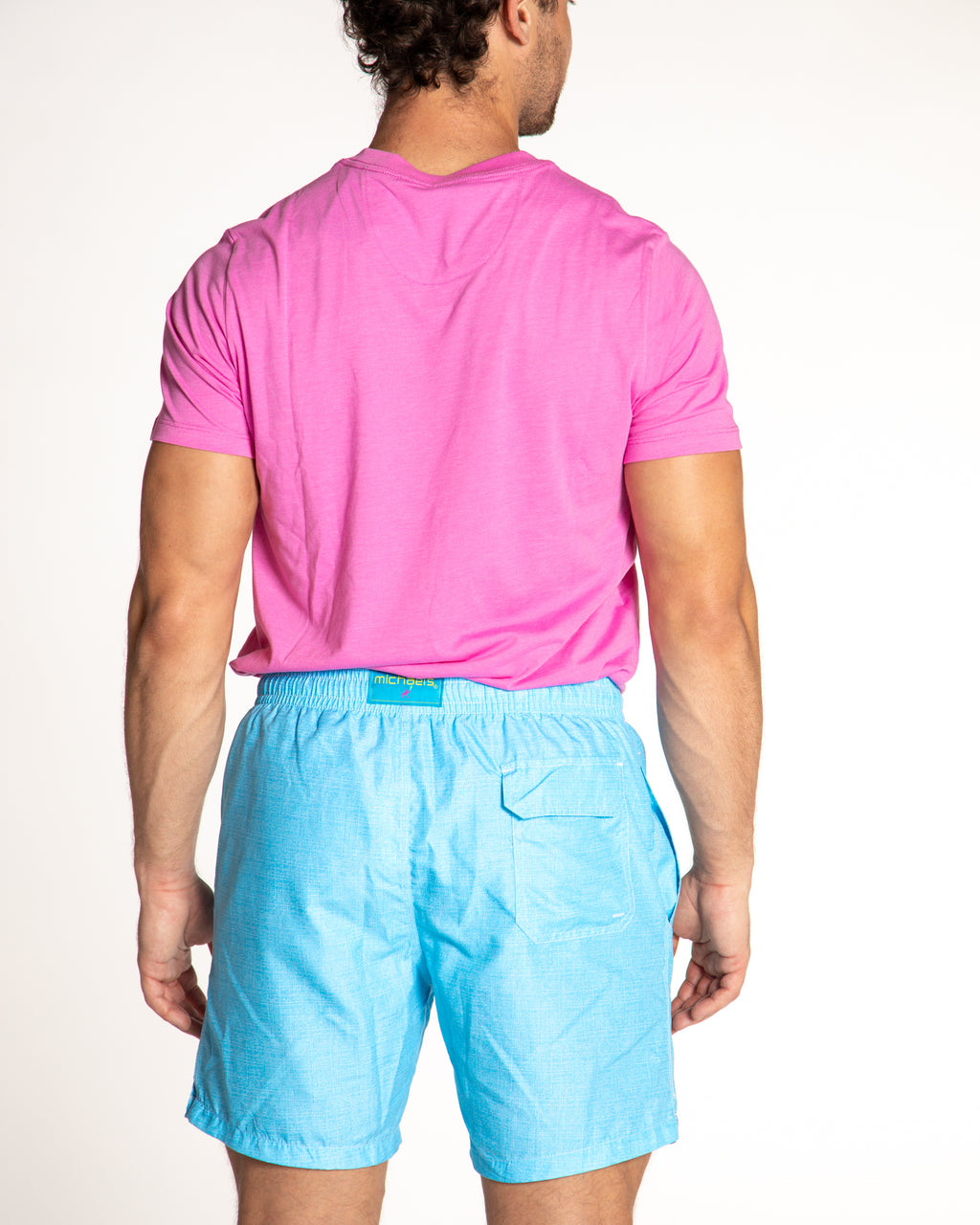 Men's Mesh Liner Swim Trunks - Solid Linen Turquoise