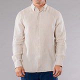 Men's Solid Long Sleeve Linen Shirt