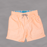 Boy's Linen Printed Solid Mesh Swim Trunk - Orange