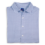 Men's Printed Pima Cotton / Stretch Short Sleeve Shirt - Squares Navy