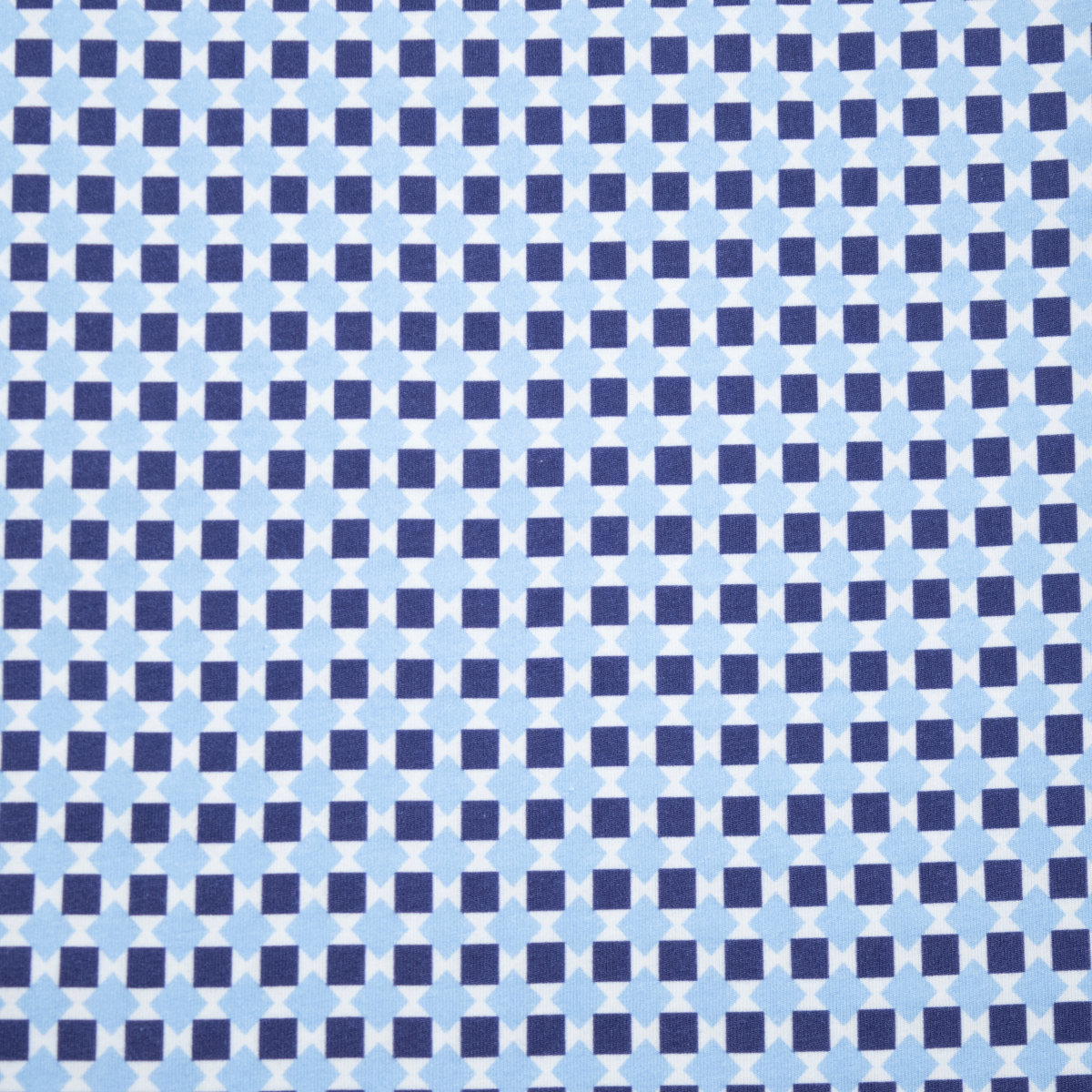 Men's Printed Pima Cotton / Stretch Short Sleeve Shirt - Squares Navy