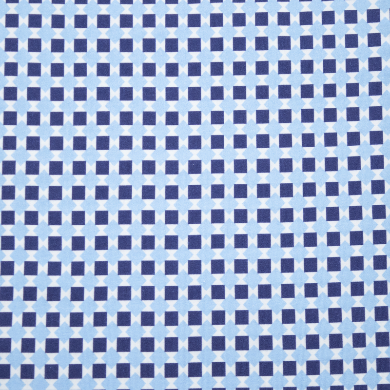 Men's Printed Pima Cotton / Stretch Short Sleeve Shirt - Squares Navy