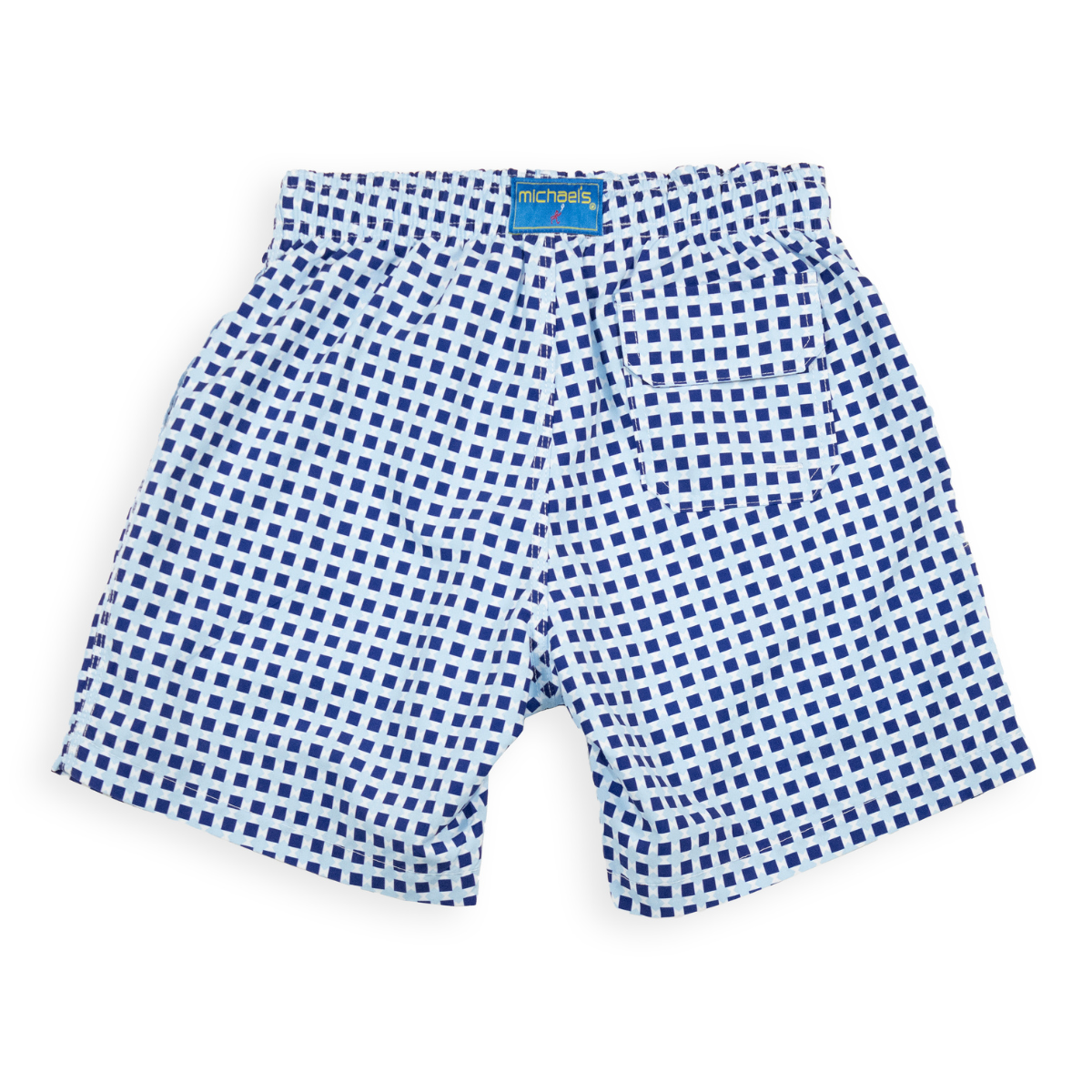 Boy's Cyclist Liner Swim Trunks - Squares Navy Blue