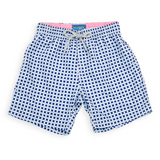 Boy's Cyclist Liner Swim Trunks - Squares Navy Blue