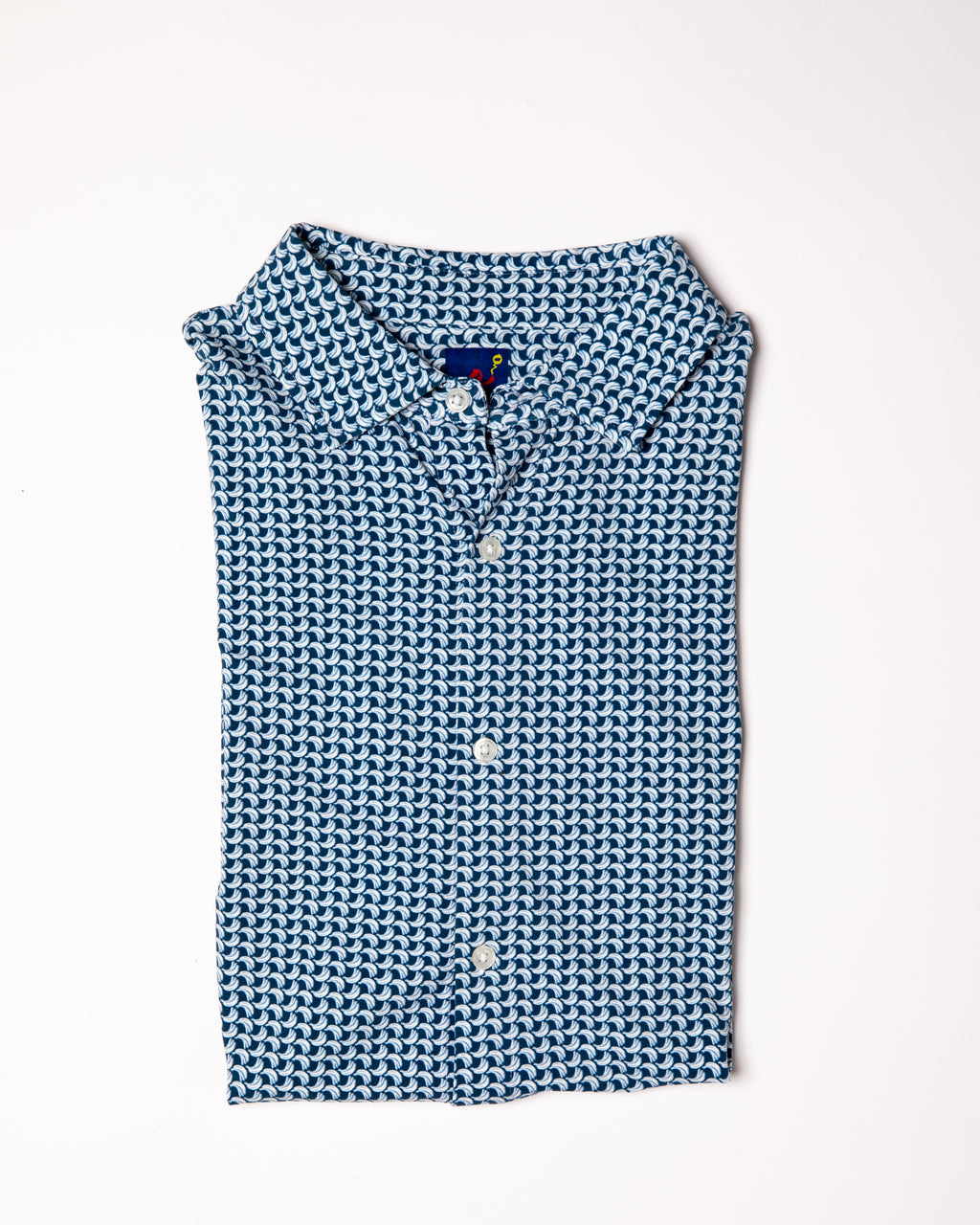 Men's Printed Pima Cotton Short Sleeve Shirt - Squares Navy