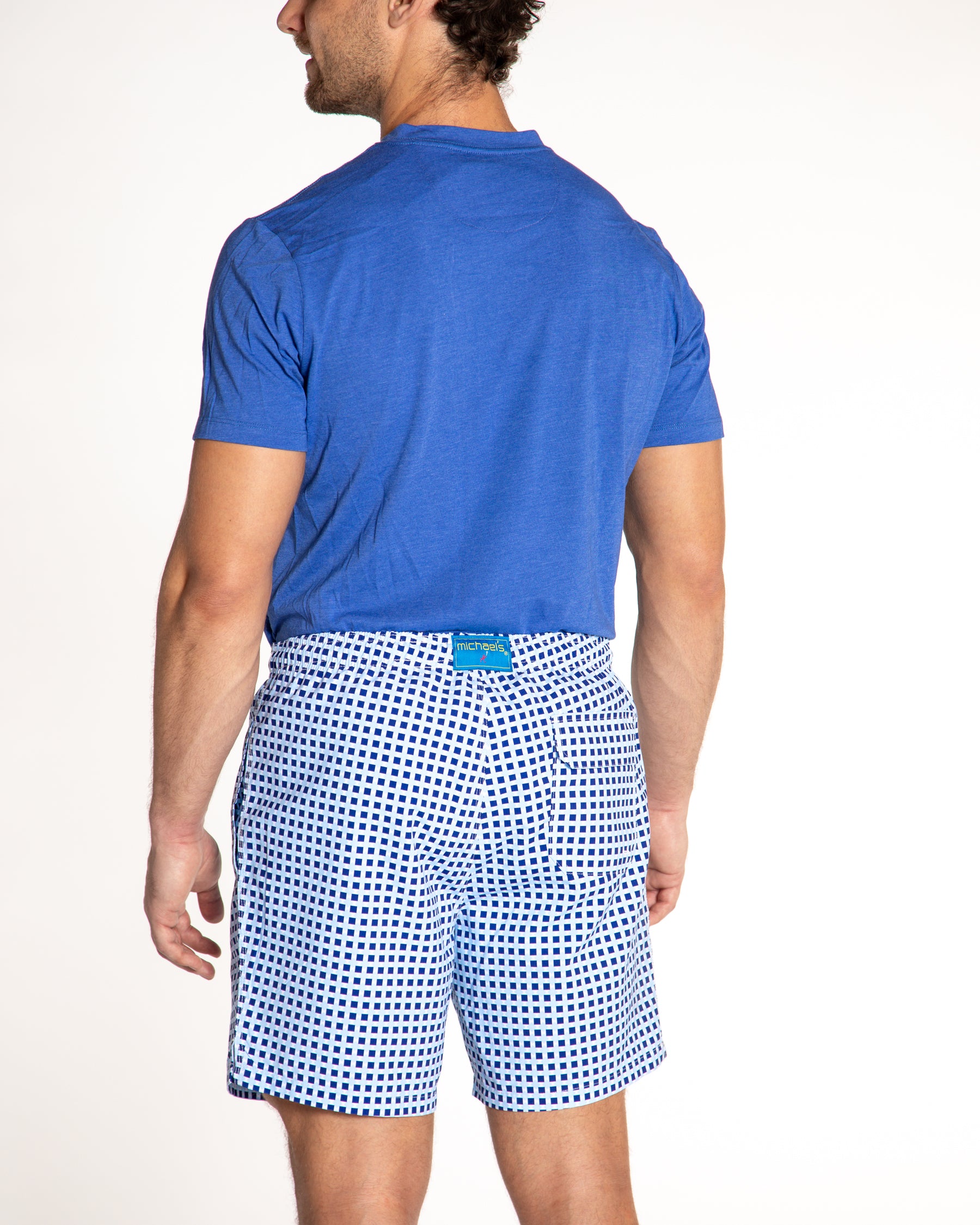 Men's Mesh LIner Swim Trunks - Squares Navy