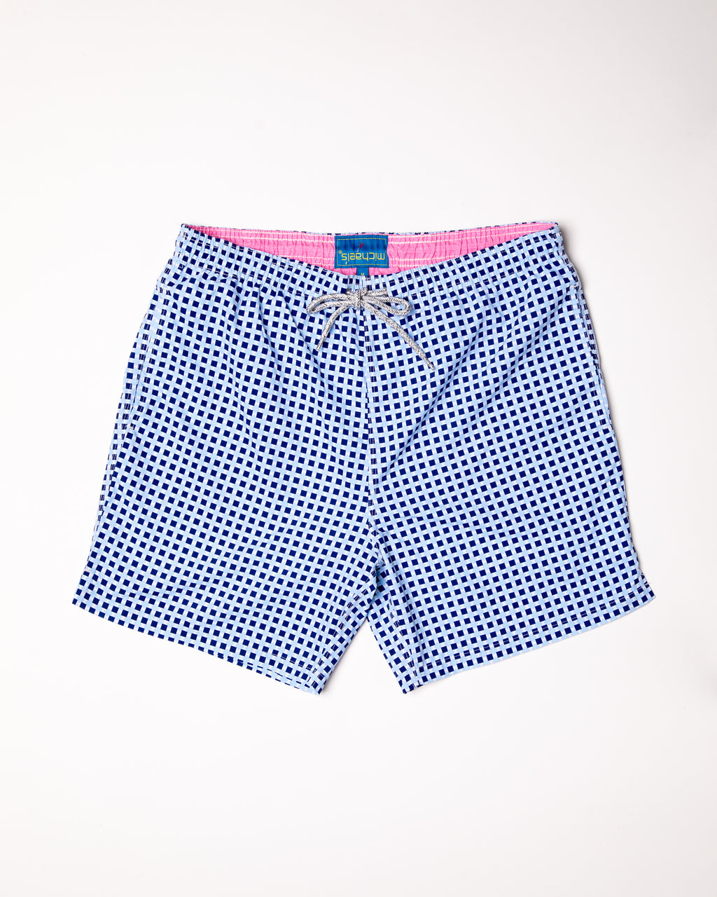 Men's Mesh LIner Swim Trunks - Squares Navy