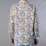 Men's Printed Long Sleeve Linen Shirt - Sunglasses White